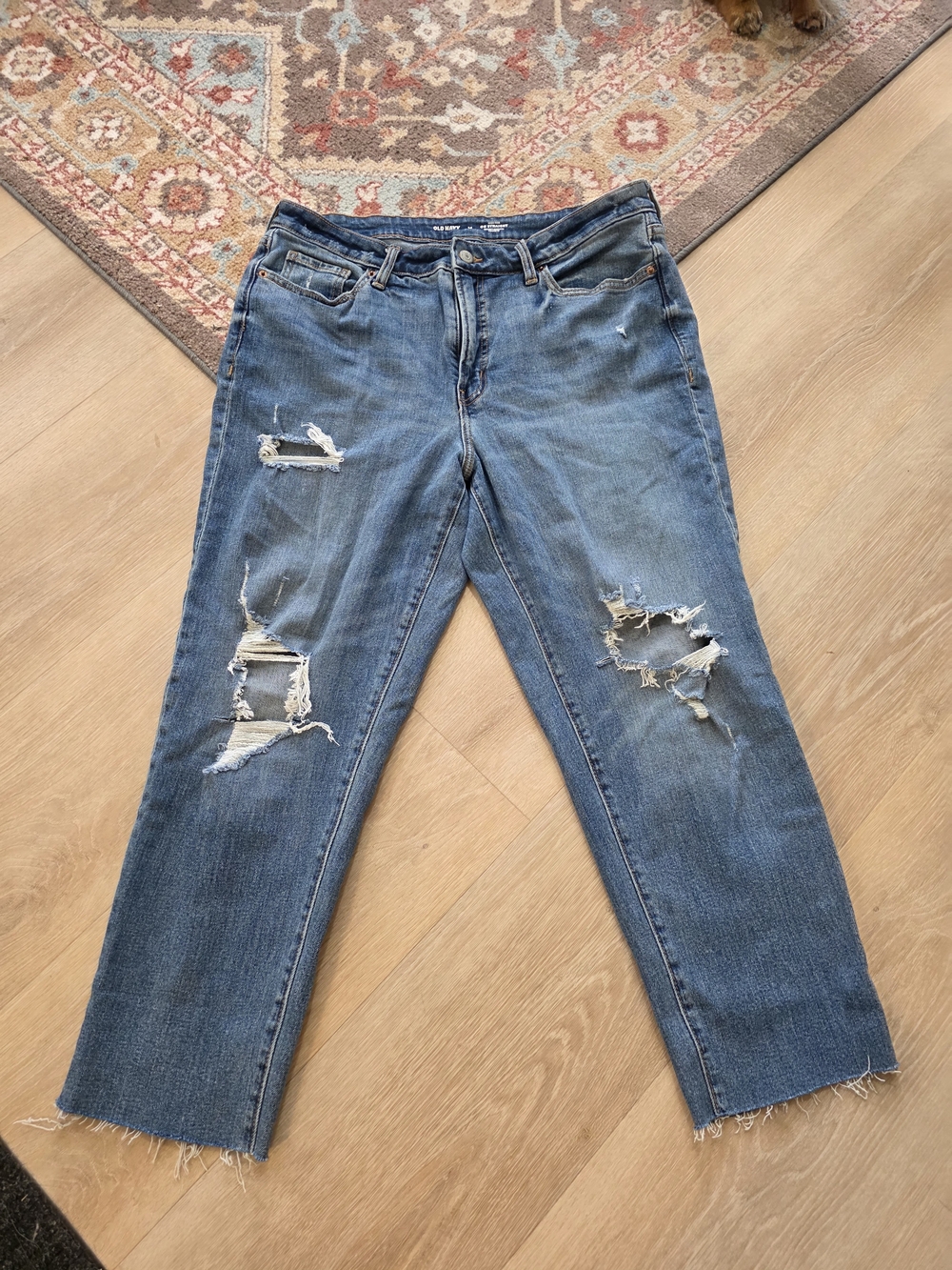 Old Navy Distressed Blue Straight-Leg Jeans